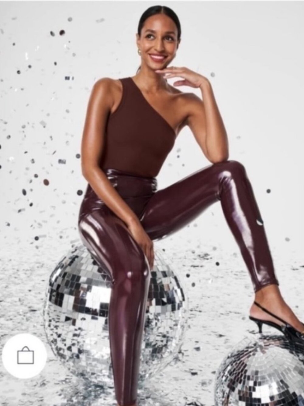 Spanx Burgundy red faux leather high waist leggings